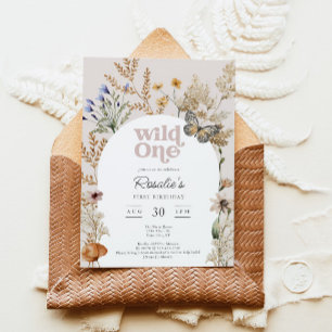 Erster Geburtstag Wild One Wildblume Mädchen Einladung