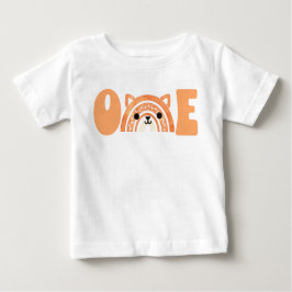 Erster Geburtstag Woodland Fox Boho Rainbow Baby T-shirt