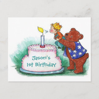 ERSTER GEBURTSTAGS-PARTY EINLADUNGS-BÄR, DER EINLADUNG