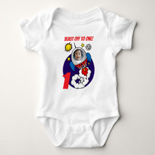 Erster Geburtstags-Raketenstart für ein Kind Foto Baby Strampler