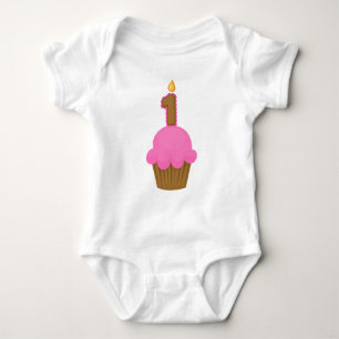 Erster Geburtstags-rosa kleiner Kuchen Baby Strampler