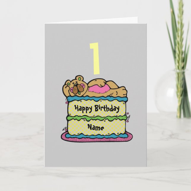 Erster Geburtstagsgeburtstorte personalisiert Karte (Vorderseite)