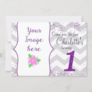 Erster Geburtstagsparty Einladung Girl Glitzer