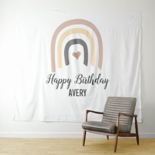 Erster Glücklicher Geburtstag Name Moderne Regenbo Wandteppich