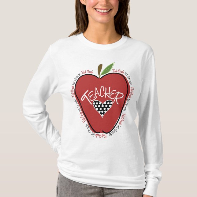 Erster Grad-Lehrer-Rot Apple T-Shirt (Vorderseite)