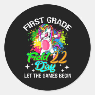 Erster Grade Field Day 2022 Lass The Games Begin K Runder Aufkleber