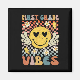 Erster Grade Vibes 1. Klasse Retro Lehrer 1. Tag Magnet