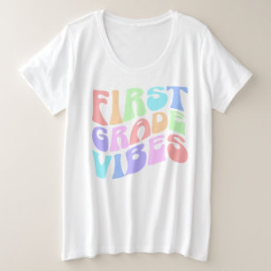 Erster Grade Vibes - Farbenfrohe Erde Zurück zur S Große Größe T-Shirt