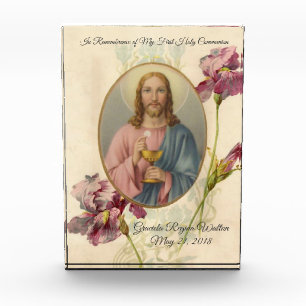 Erster heilige Kommunions-Jesus-WirtChalice Fotoblock