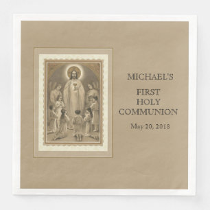 Erster heilige Kommunions-katholischer Serviette