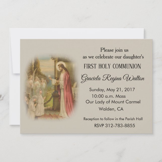 Erster Heiliger Kommunion Katholischer Sohn Jesus  Einladung (Vorderseite)