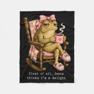 Erster Jesus Denkt Ein Vergnügen Lustiger Frosch K Fleecedecke