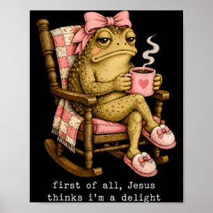 Erster Jesus Denkt Ein Vergnügen Lustiger Frosch K Poster