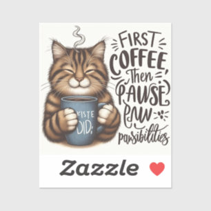 Erster Kaffee Dann Pawabilities Chat Lover Vinyll Aufkleber