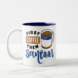 Erster Kaffee dann Santoor Musik Lover Zweifarbige Tasse