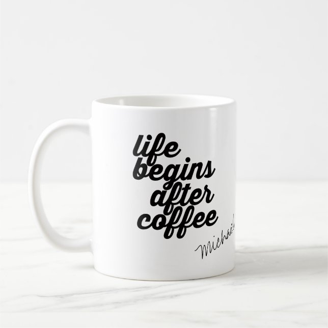 erster Kaffee, personalisiert Kaffeetasse (Links)