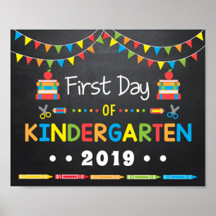 Erster Kindergarten, Chalkboard-Zeichen Poster