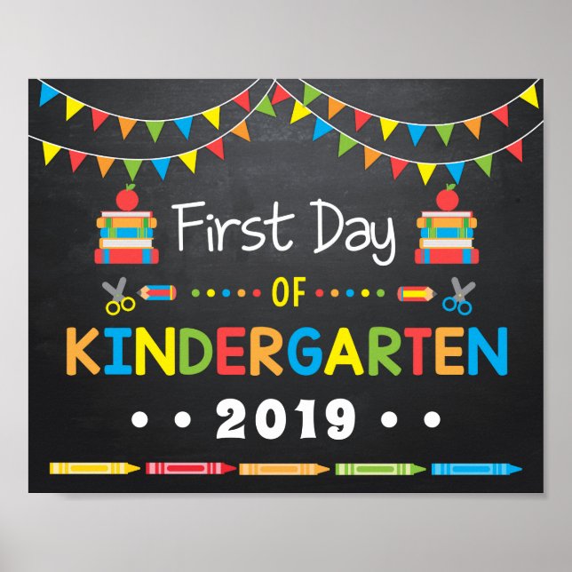 Erster Kindergarten, Chalkboard-Zeichen Poster (Vorne)