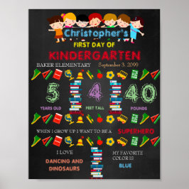 Erster Kindergartentag Unterschrift BOY, Schwarz & Poster