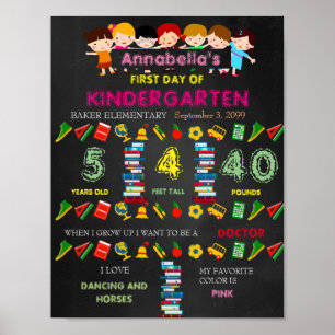 Erster Kindergartentag Unterschrift MIRL, Schwarz Poster