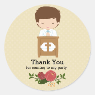 Erster Kommunion Junge * Wählen Sie die Hintergrun Runder Aufkleber