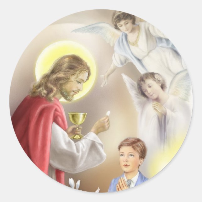 Erster Kommunion Runder Aufkleber (Vorderseite)