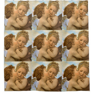 Erster Kuss (Engelsdetail) von Bouguereau Duschvorhang