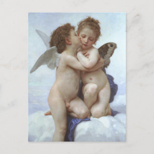 Erster Kuss von Bouguereau, Vintage Viktorianische Postkarte