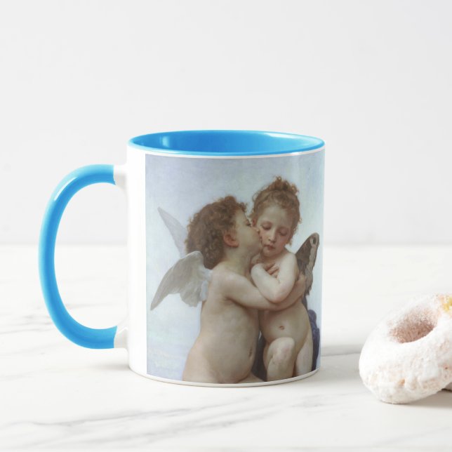 Erster Kuss von Bouguereau, Vintage Viktorianische Tasse (Mit Donut)