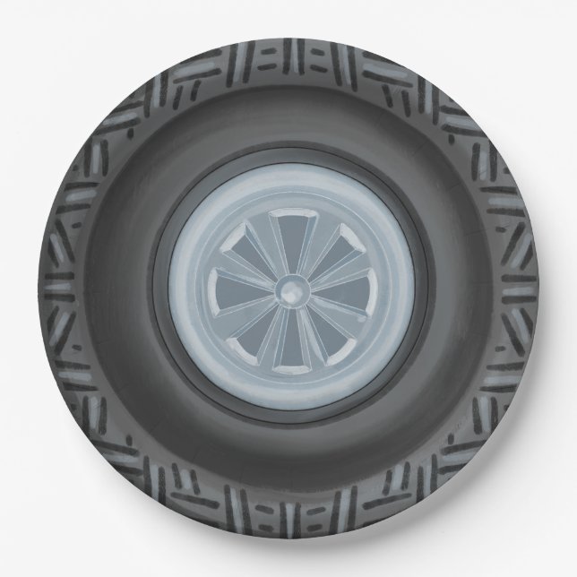 Erster Lap oder zwei Fast Racecar Rennbahn Geburts Pappteller (Vorderseite)