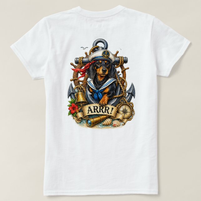Erster Maat Dachshund T-Shirt (Design Rückseite)