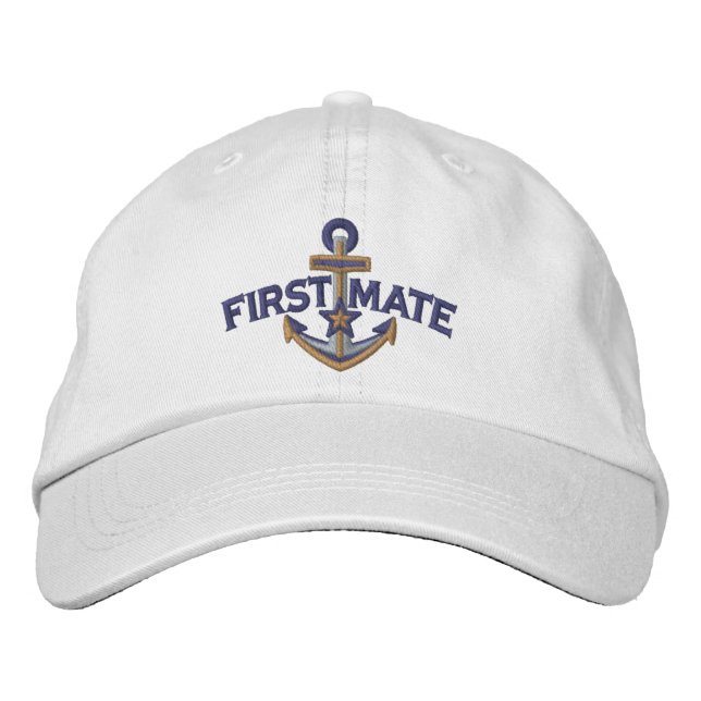 Erster Maat Nautical Star Anker Stickerei Bestickte Baseballkappe (Vorderseite)