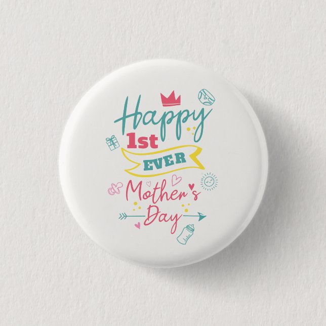 Erster Muttertag 1. Mal Mutter Süß Button (Vorderseite)