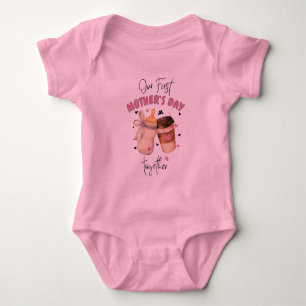 Erster Muttertag 2025 / Rosa Matching Outfit Baby Strampler
