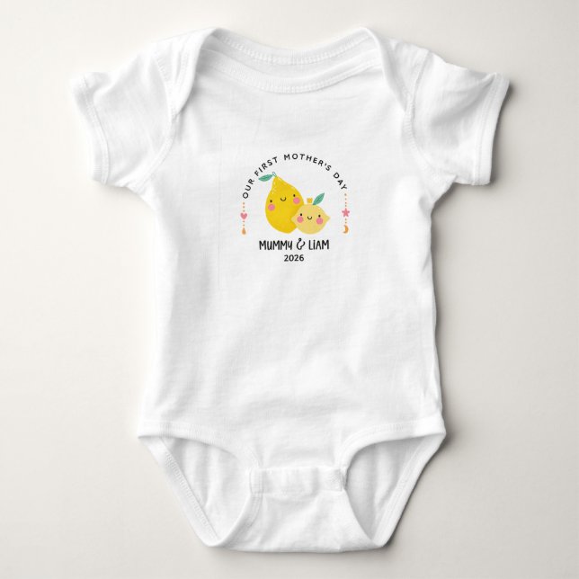 Erster Muttertag 2026 Süße Zitrone Mama & Baby  Strampler (Vorderseite)
