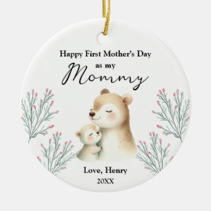 Erster Muttertag aus dem Kinderwaldland-Tierbär Keramik Ornament