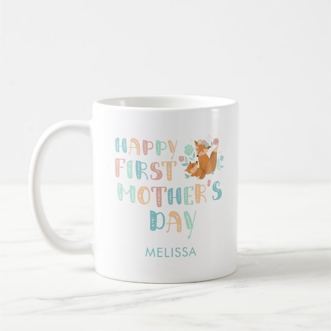 Erster Muttertag Boho Chic Typografie Benutzerdefi Kaffeetasse (Links)