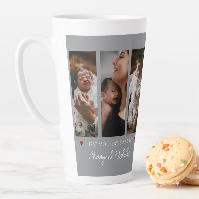 Erster Muttertag Drei FotoCollage | Grau Milchtasse (Beispiel)