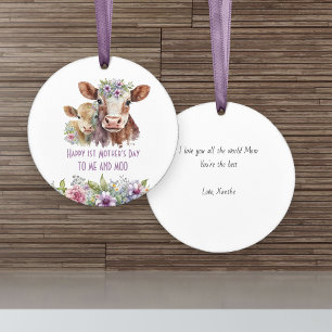 Erster Muttertag Ich und Moo Süße Mama Baby Kuh Keramik Ornament