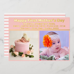 Erster Muttertag mit Message Baby Boy Card Folien Feiertagskarte