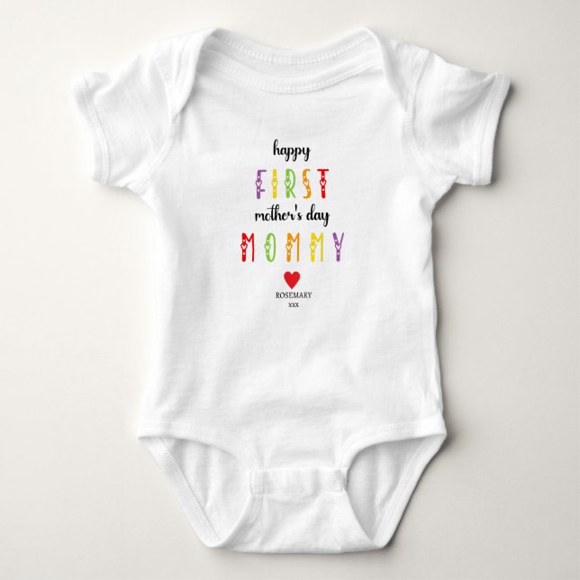 Erster Muttertag mit Personalisierter Babysuite Baby Strampler (Vorderseite)