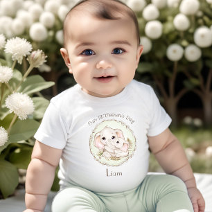 Erster Muttertagsjunge Elefant Personalisierter Na Baby T-shirt
