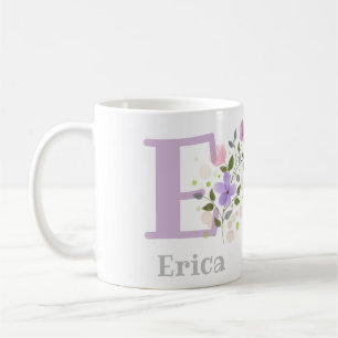 Erster Name plus Name Erica mit Blume Kaffeetasse