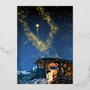 Erster Noel Stern Christi Geburt Weihnachten Folien Feiertagskarte