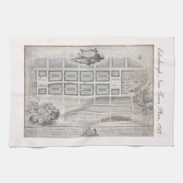 Erster Plan der neuen Stadt, Edinburgh 1767 Küchentuch (Horizontal)