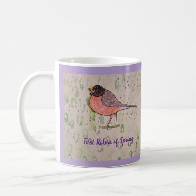 Erster Robin of Spring Bale Lila Kaffeetasse (Links)