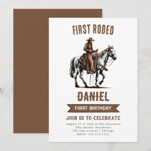 Erster Rodeo Cowboy 1. Geburtstag Einladung