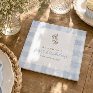 Erster Rodeo-Cowboy-Geburtstag Blau Gingham Vorneh Serviette