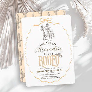 Erster Rodeo-Cowboy Western Beige Bogen 1. Geburts Einladung