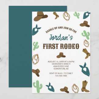 Erster Rodeo Geburtstag 1. Cowboy Niedlicher Weste Einladung